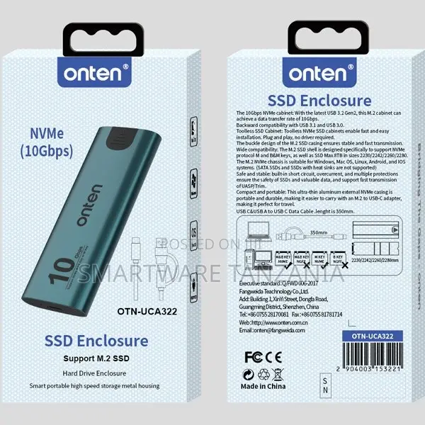 Onten NVMe M.2 SSD Enclosure USB-C 10Gbps Aluminum - 1