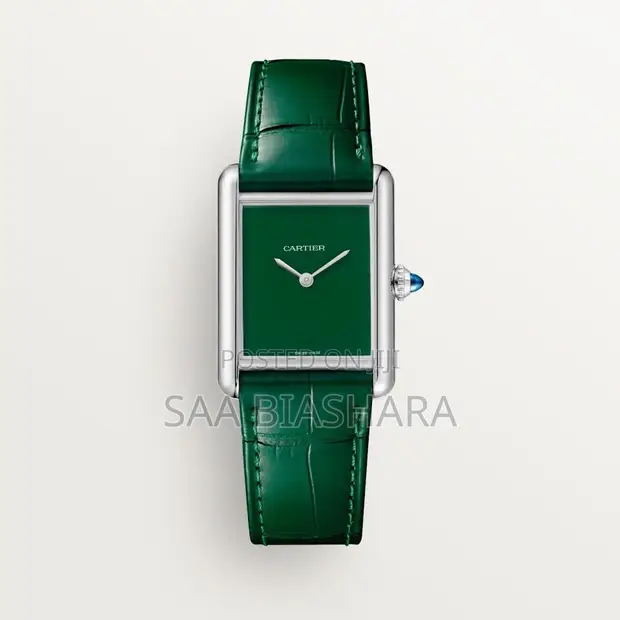 Cartier Tank Watch - Green Leather Band - 1