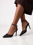 Rhinestone Stiletto Heels - Red & Black - 2