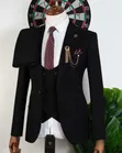 Carlos Cardini Classic Black 3-Piece Groom Suit - 2