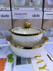 2pcs Gold Ceramic Serving Bowls - 3