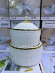 2pcs Gold Ceramic Serving Bowls - 4