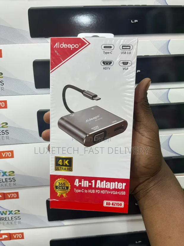 Aldeepo 4-in-1 USB-C Hub Adapter (4K HDMI, VGA, USB 3.0, PD) - 1
