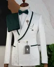 Carlos Cardini Royal White & Emerald Green Tuxedo Suit - 2
