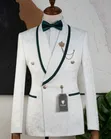 Carlos Cardini Royal White & Emerald Green Tuxedo Suit - 3