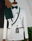 Carlos Cardini Royal White & Emerald Green Tuxedo Suit - 4