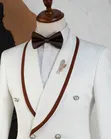 Carlos Cardini Off-White & Chocolate Brown Tuxedo Suit - 1