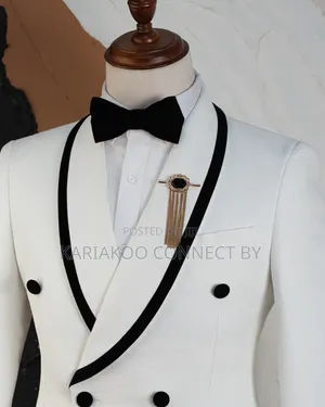 Carlos Cardini Suti ya Tuxedo Nyeupe-Nje na Nyeusi ya Velvet