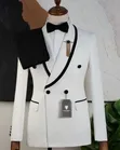 Carlos Cardini Off-White & Black Velvet Tuxedo Suit - 2