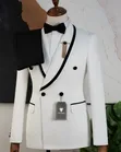 Carlos Cardini Off-White & Black Velvet Tuxedo Suit - 3