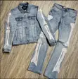 Gothic Skeleton Sequin Denim Set - 2