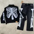 Gothic Skeleton Sequin Denim Set - 4