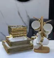 24pcs Gold Square Dinner Set - 3