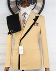 Premium Cream Yellow Contrast Men's Suit - Marshalind - 4