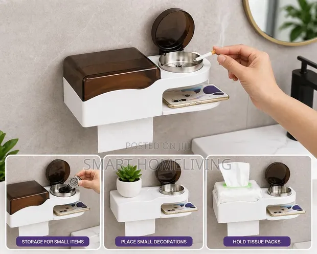 Multifunctional Wall-Mounted Bathroom Tissue Holder & Organizer - 1