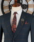 Exclusive Navy Blue Gold Check 3-Piece Suit - 1
