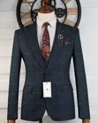 Exclusive Navy Blue Gold Check 3-Piece Suit - 4