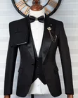 Exclusive Black Textured Tuxedo 3-Piece Slim Suit - 1