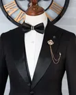 Exclusive Black Textured Tuxedo 3-Piece Slim Suit - 3