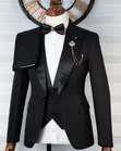 Exclusive Black Textured Tuxedo 3-Piece Slim Suit - 4