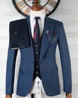 Exclusive Blue Windowpane Check 3-Piece Suit - 2