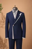 Luxury Navy Blue Men's Suit - 1