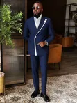Luxury Navy Blue Men's Suit - 3