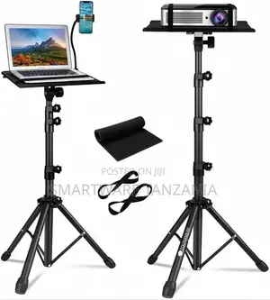 Adjustable Laptop & Projector Stand with Tripod Base - Black Aluminum