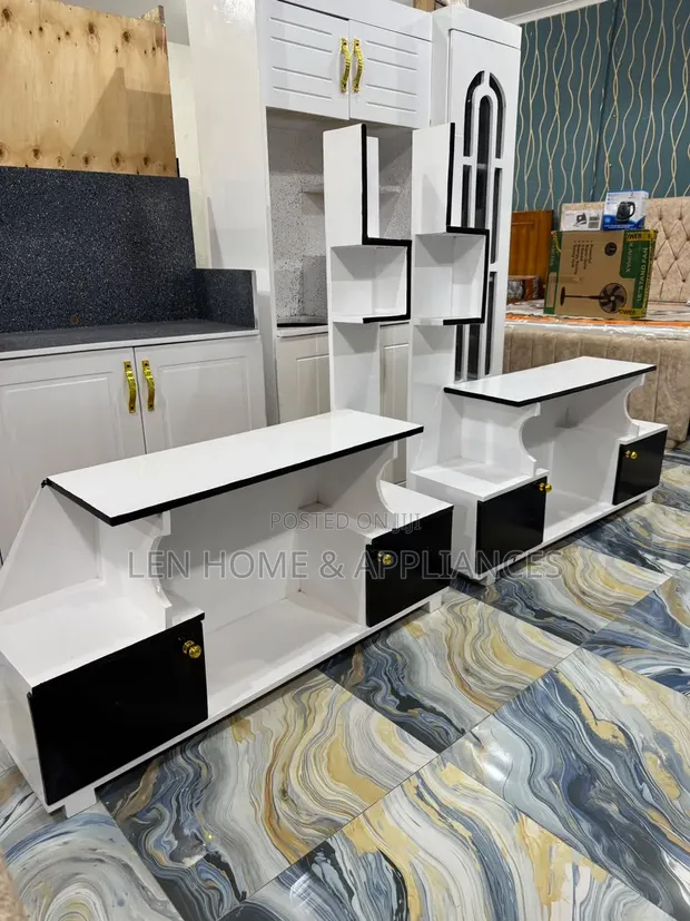 Wood-Mode TV Stand - White & Black - 1