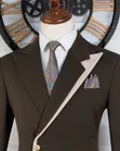 Seti ya Suti ya Kisasa ya Kiume Rangi ya Kahawia Nyeusi na Beige Isiyo sawa - 1