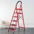 Foldable Steel Ladder, 6 Steps, Anti-Slip Pedals, Tool Tray - 3