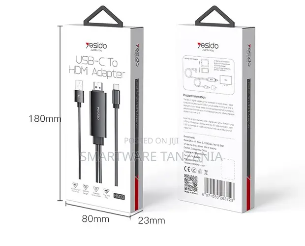 Yesido USB-C to HDMI Adapter, 4K@60Hz, 1.8m - 1