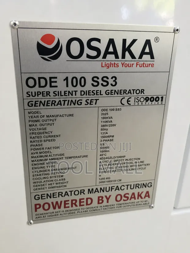 Osaka Generator ODE100SS3 - 100kVA Diesel - 1