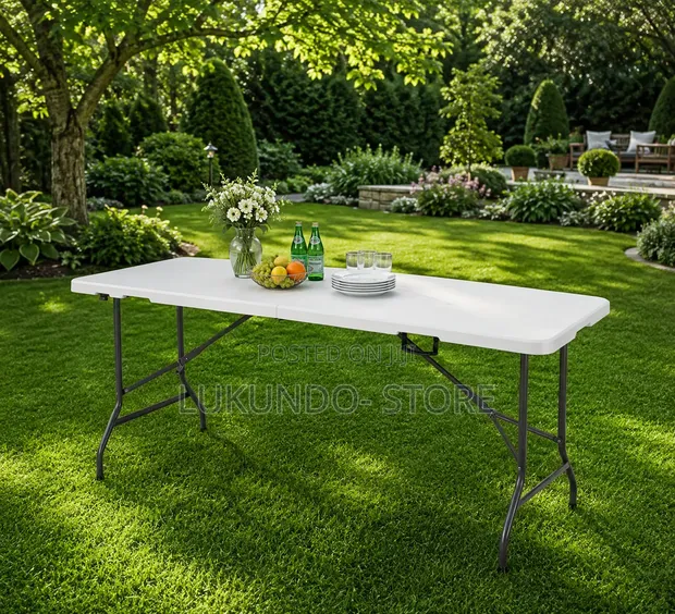 Outdoor White Folding Table 180cm - 1