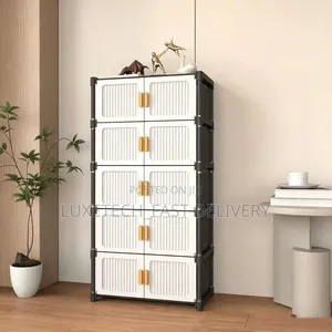 5-Tier Stackable Plastic Storage Cabinet - Clothes/Shoes Rack