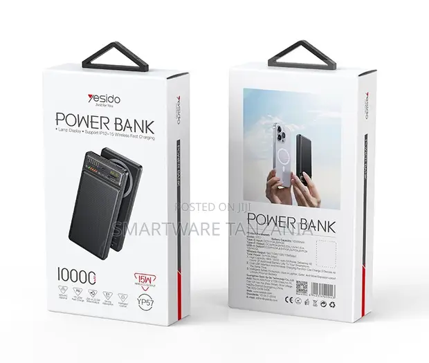 Yesido Power Bank 10000mAh, 15W Wireless Fast Charging, LCD Display - 1