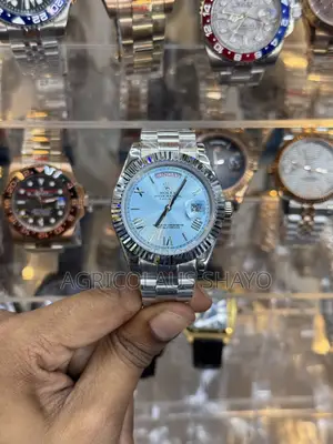 Rolex Day-Date Ice Blue Dial Watch - Stainless Steel
