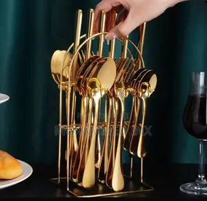 24-Piece Luxury Gold Stainless Steel Cutlery Set