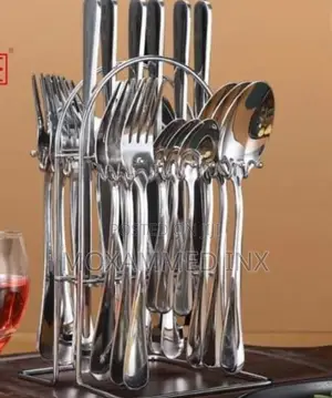 24-Piece Stainless Steel Cutlery Set with Stand