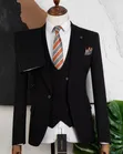 Men's Slim Fit 3-Piece Black Suit Set - Mario Casas - 3