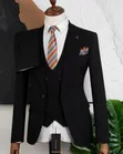 Men's Slim Fit 3-Piece Black Suit Set - Mario Casas - 4