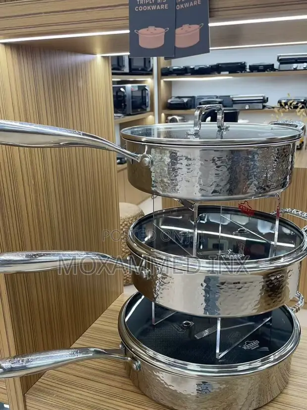 Uakeen Hammered Tri-Ply Stainless Steel Cookware Set - 1