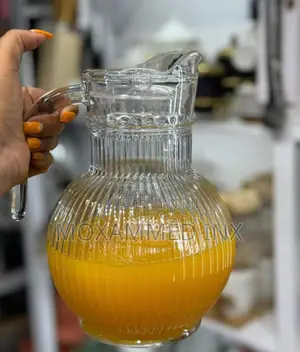 Ribbed Glass Juice and Water Pitcher
