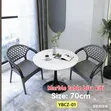 Round Marble Table with Two Chairs - 1