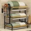 3-Tier Vertical Dish Drying Rack with Removable Trays - 1
