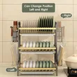3-Tier Vertical Dish Drying Rack with Removable Trays - 2