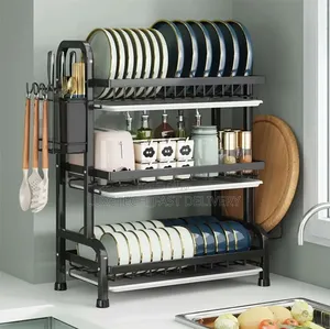 3-Tier Metal Dish Drying Rack with Utensil Holder