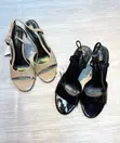 Zara Beige and Black Open Toe Slingback Heels - 1