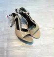 Zara Beige and Black Open Toe Slingback Heels - 3