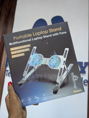 Portable Laptop Stand with Cooling Fans & RGB